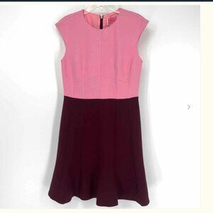 Kate Spade Pink/Burgundy Colorblock Fit & Flare Dress - Size 2